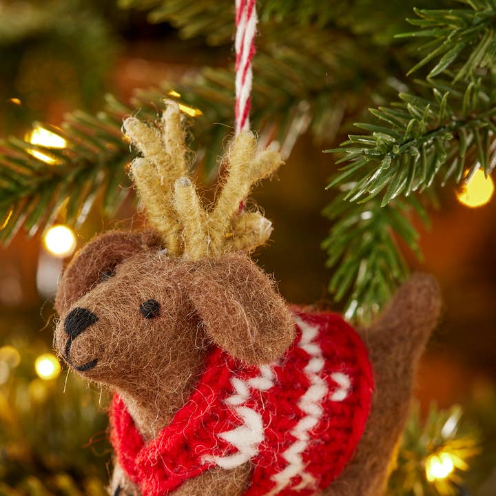 Wholesale Felt Dog with Antlers Decoration for your store - Faire