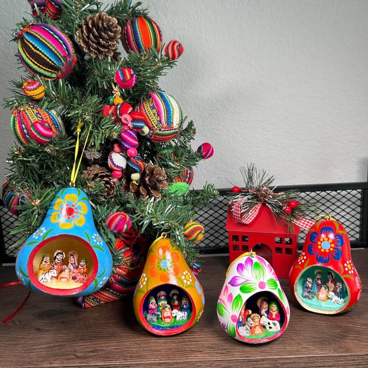 Wholesale Gourd Christmas Multicolor Tree ornament with Nativity Scene for  your store - Faire