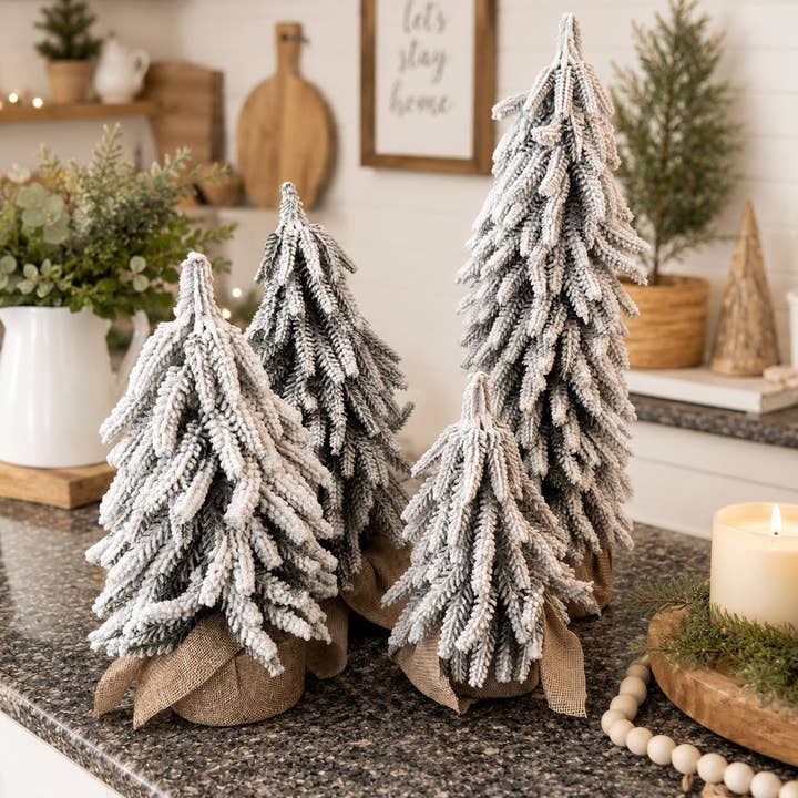 Wholesale Set of Faux Christmas Trees, Snowy Tabletop Decor for Winter for  your store - Faire