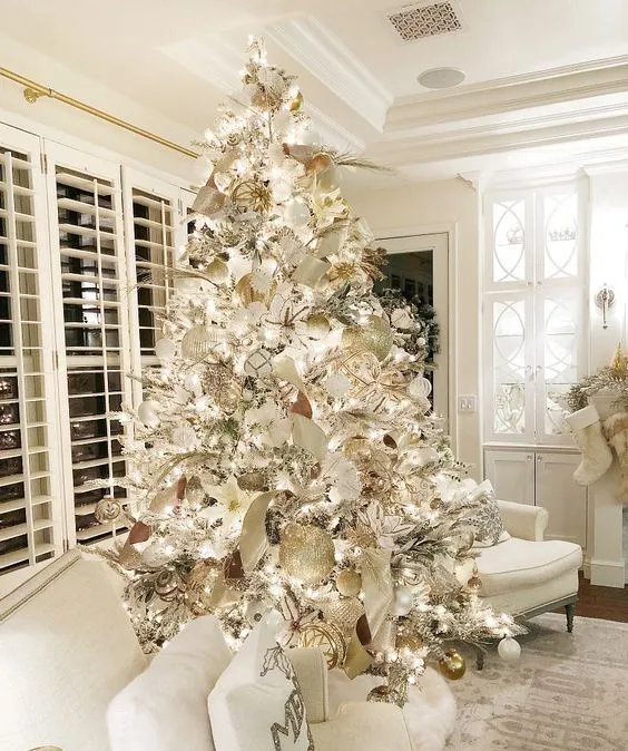 Winter Wonderland Christmas White Seasonal Ornaments Tree Kit White Navy  Christmas Woodland -bundle Includes Ornaments, Picks,