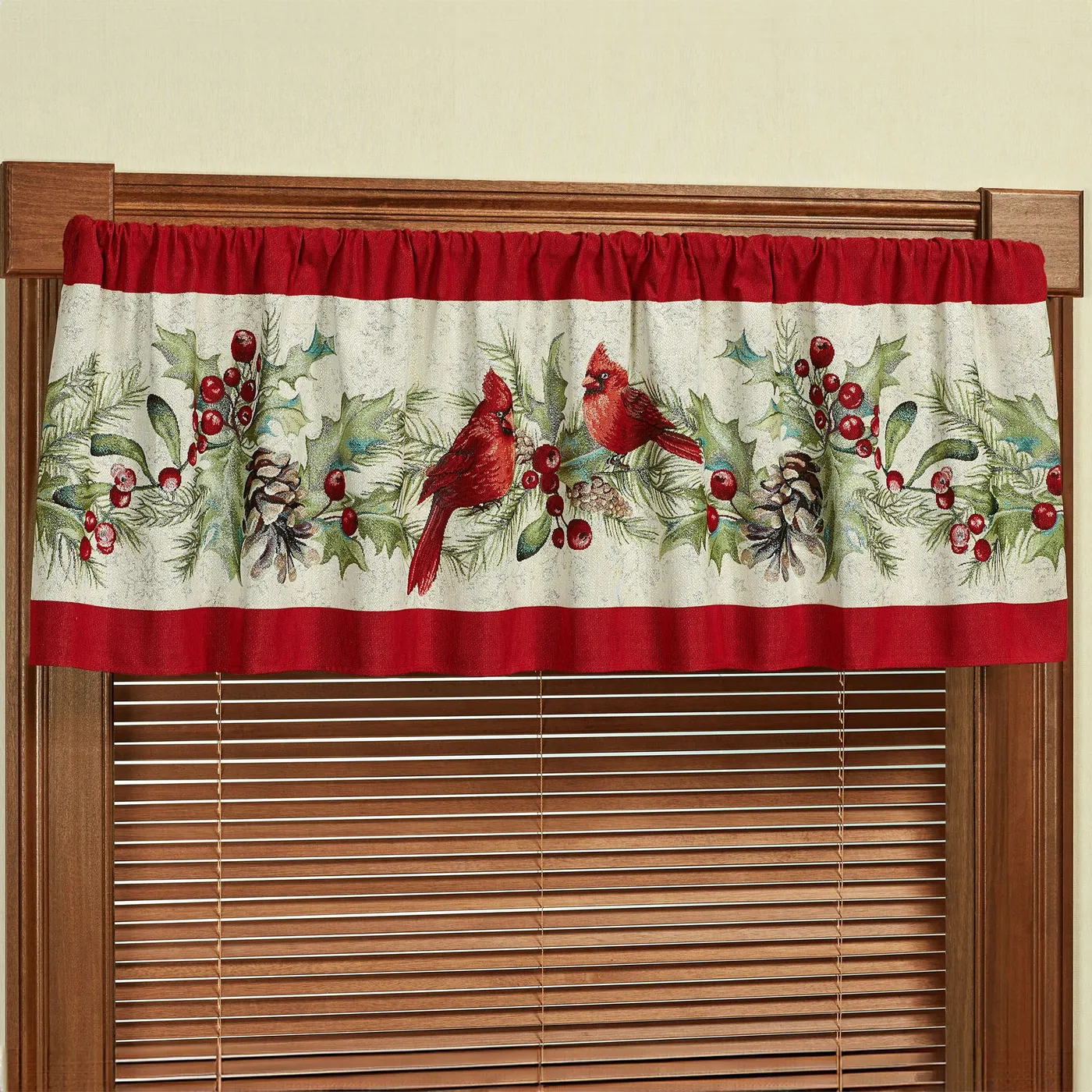 Winterhaven Christmas Cardinal Holiday Tailored Window Valance