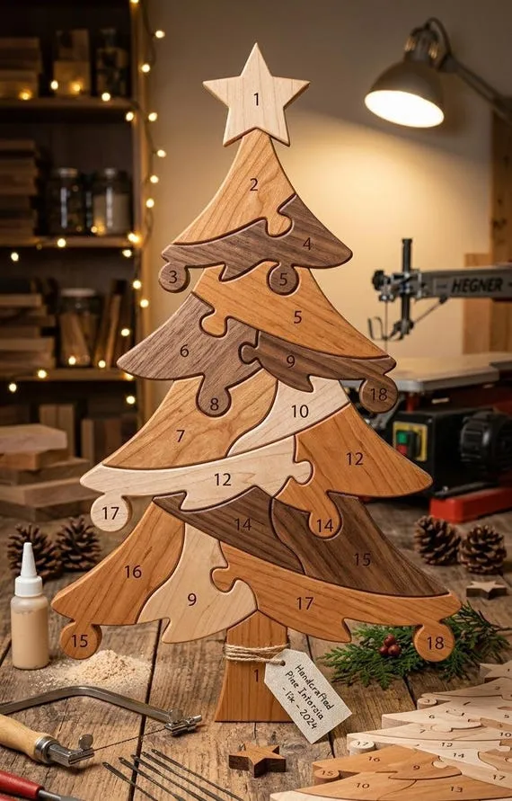 Wood Miniature Christmas Tree Toppers Wooden Tree With Mini Ornaments