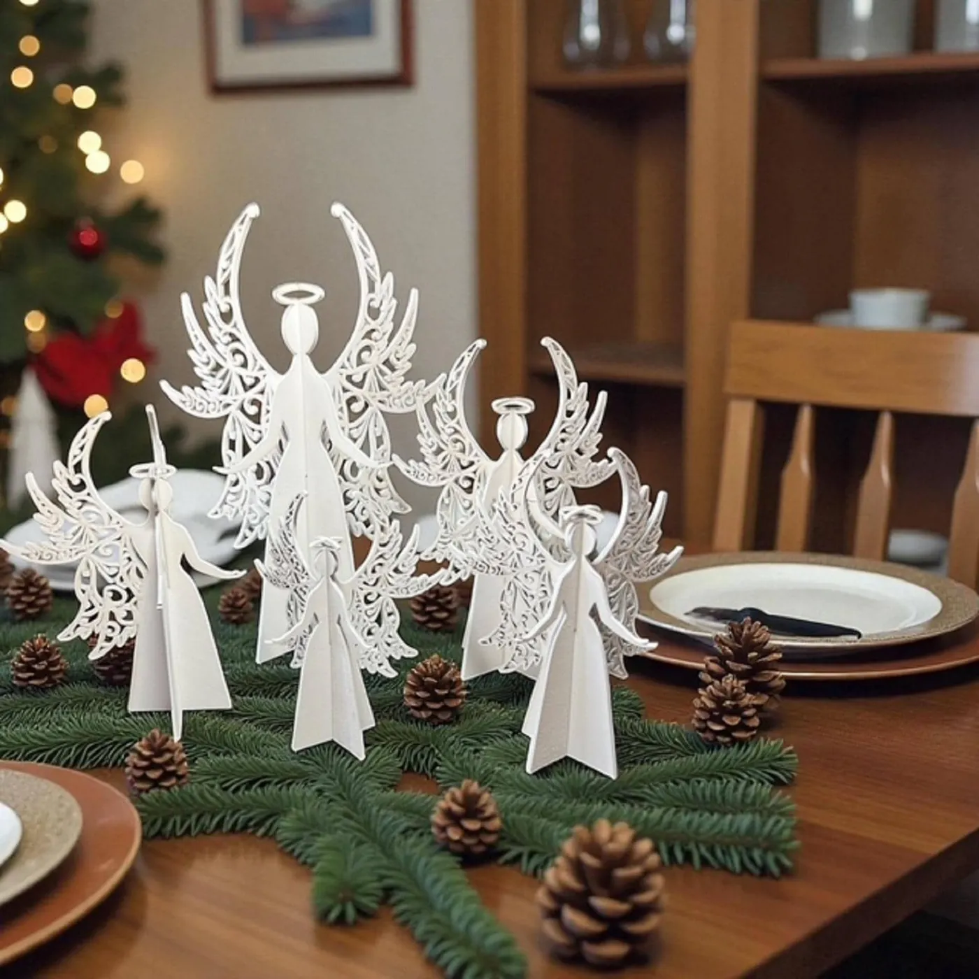 Wooden Angel Decorations, Rustic Christmas, Handmade Figurines, Holiday  Home Décor