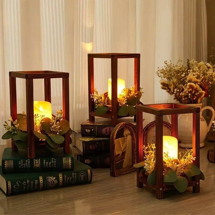 Wooden Lantern Centerpiece For Tabletop Decor, Wedding And Holiday  Decoration - Elegant Farmhouse Wedding Table Decor, Sturdy Candle Holder,  Suitable For Rustic Barn Events And Home Decor | SHEIN US
