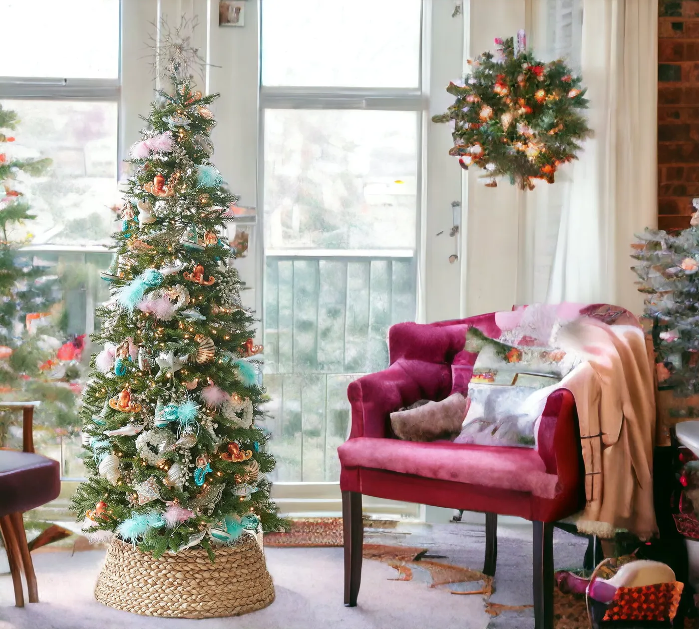 Xmas tree collar, woven tree skirt, xmas tree skirt wicker collection – Keico | Vietnam Rattan Lampshades & Woven Basket Manufacturer